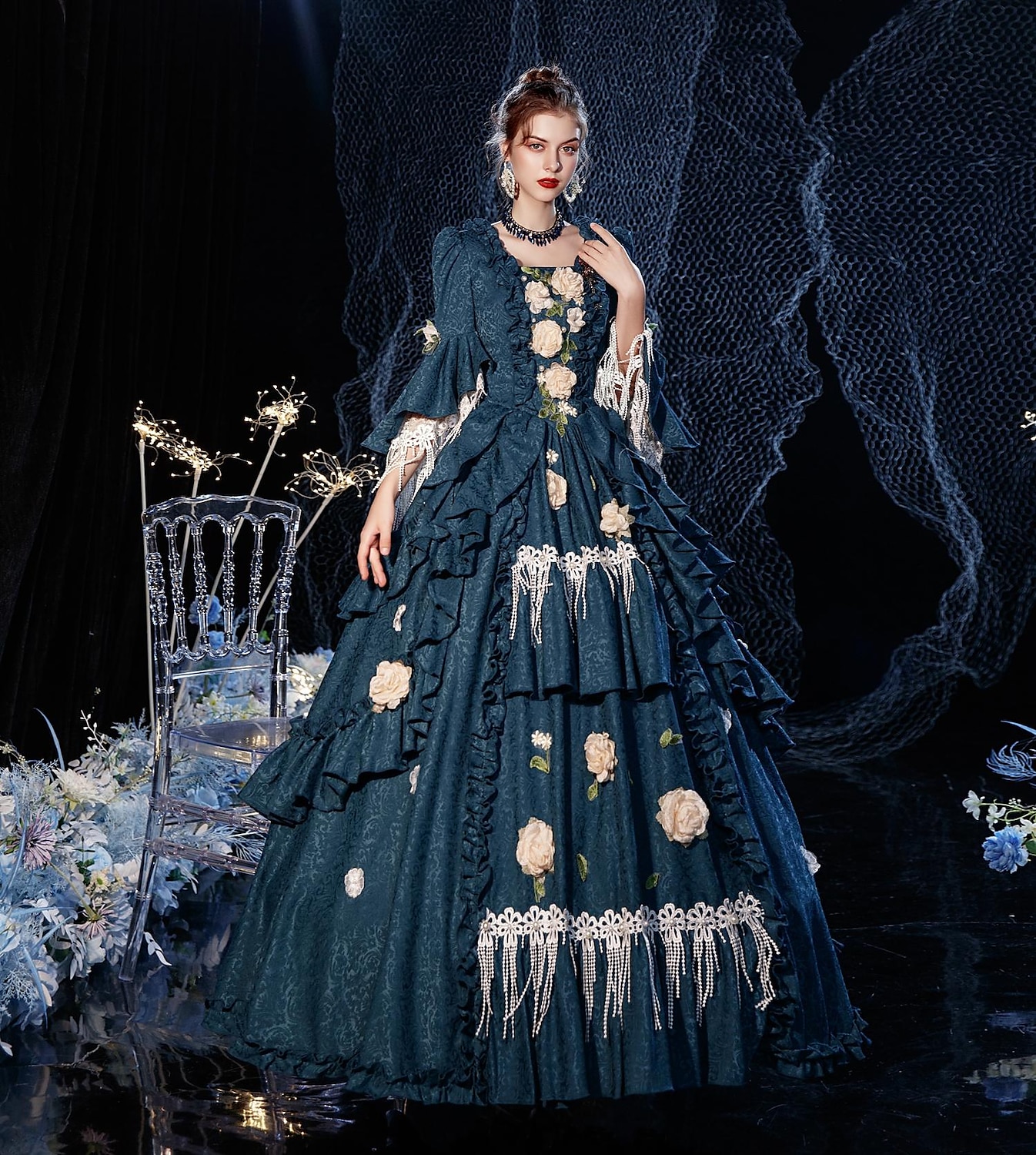 Gothic Victorian Vintage Inspired Dress Party Costume Prom Dress Princess Shakespeare Solid Color Ball Gown Women's Christmas Carnival New Year Party Evening Party Masquerade Adults' Dress All Seasons 2025 - $308.49 –P1