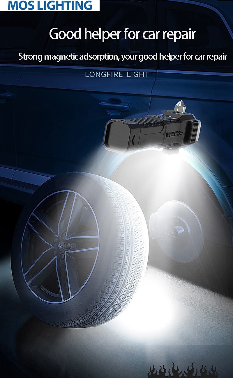 2025年 車の安全ハンマーウィンドウブレーカーカッター多目的車の脱出ツールモバイル電源 led 懐中電灯アラームレスキュー強力な磁石 3.7v 新 コレクション – $6.99 –P6
