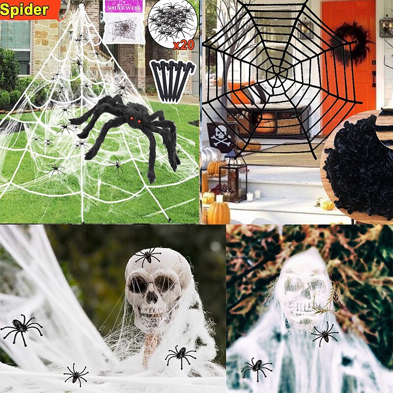 Halloween νέο ιστό αράχνης τριγωνικό δίχτυ προσομοίωσης σούπερ βελούδινο φεστιβάλ φαντασμάτων αράχνης εσωτερικά και εξωτερικά στηρίγματα διακόσμησης 2025 - $15.49 –P4
