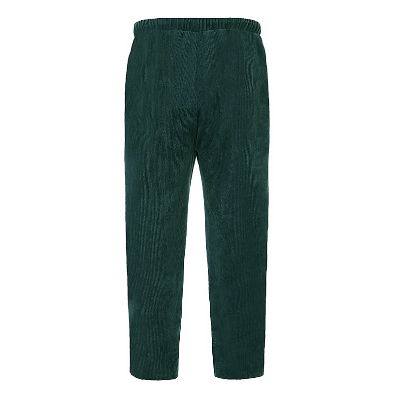 Men's Corduroy Pants Winter Pants Trousers Cropped Pants Casual Pants Drawstring Elastic Waist Straight Leg Solid Color Comfort Warm Casual Daily Streetwear Sports Fashion Loose Fit Black Blue 2025 - $20.99 –P11
