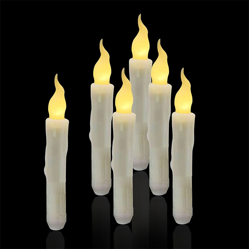 6/12 Uds velas led luces 6,5 pulgadas 16,5 cm velas cónicas led sin llama blancas velas cónicas colgantes que funcionan con pilas candelabros de batería parpadeantes para fiesta iglesia halloween 2025 - $23.19 –P18
