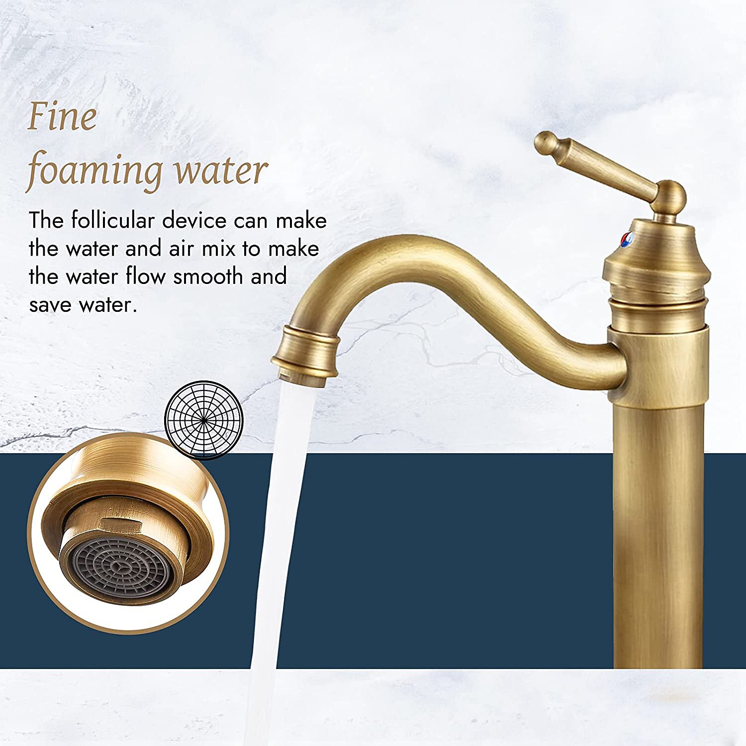 Antique Brass Single Handle Bathroom Sink Faucet Brushed Brass Long Reach Bathroom Faucet Mixer Tap 2026 - $140.99 –P2