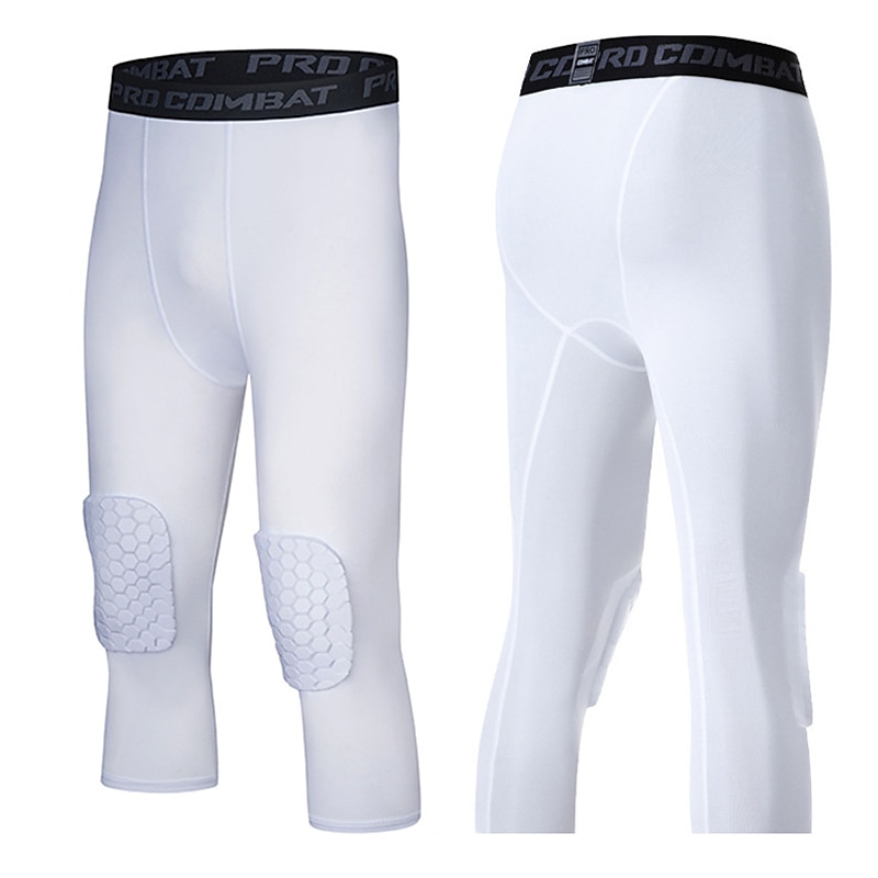 Men's Running Tights Leggings Compression 3/4 Pants Knee Pads Base Layer Athletic Athleisure Spandex Breathable Quick Dry Moisture Wicking Fitness Gym Workout Basketball Sportswear Activewear Solid 2025 - $16.49 –P4