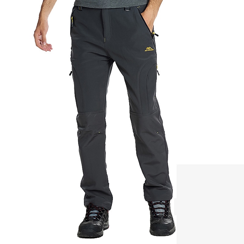 Miesten Vaellushousut Fleecevuoriset housut Softshell-housut Talvi Ulko- Pidä lämpimänä Tuulenkestävä Hengittävä Vedenkestävä Housut Alaosat Joustava vyötärö Vetoketjullinen tasku Musta Tumman harmaa 2025 - $39.99 –P2