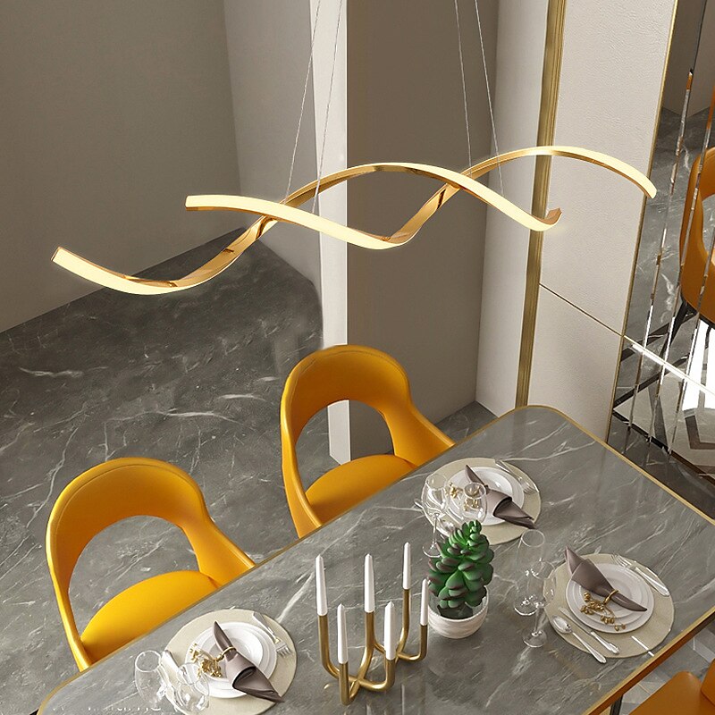 LED Pendant Light Linear 90 cm 3000K Gold/Silver Adjustable Island Lights Dimmable Aluminum Stylish Minimalist Painted Finishes Nordic Style Dining Room Kitchen Lights 110-220V 2025 - $449.99 –P5