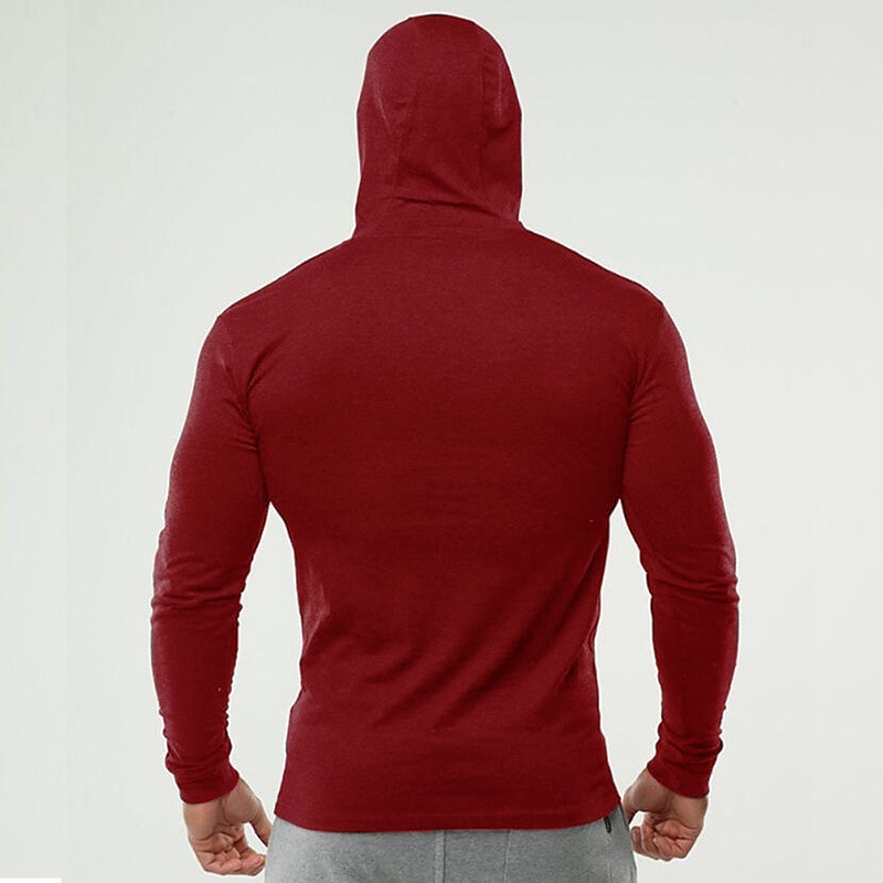 Men's Workout Shirt Running Shirt Long Sleeve Top Spring Hooded Spandex Breathable Quick Dry Soft Gym Workout Running Sportswear Activewear Solid Colored Black White Dark Navy 2025 - $15.99 –P8