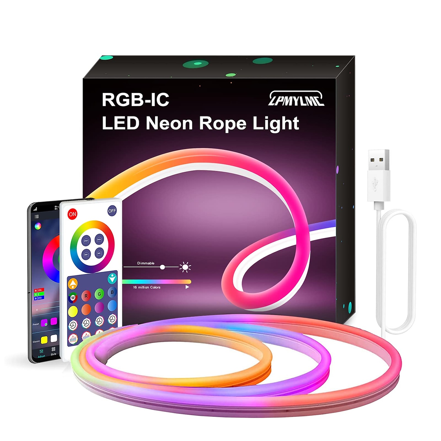 3 m/5 m rgbic bandes lumineuses néon avec wifi néon corde lumière bricolage barre lumineuse app contrôle musique synchronisation tv rétro-éclairage jeu salon chambre décoration de 2025 ? $32.99 –P7