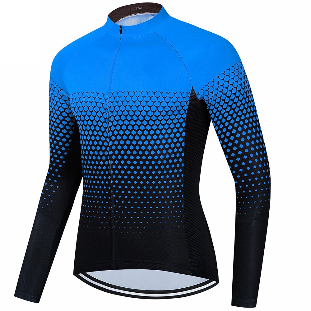 Herren Radtrikot Farbverlauf Langarm Fahhrad Trikot Oberteil mit 3 Gesäßtaschen Mountainbike MTB Straßenradsport Schnelltrocknend Reflektierende Streifen Rückentasche Feuchtigkeitsableitend Sport 2026 - $13.99 –P21