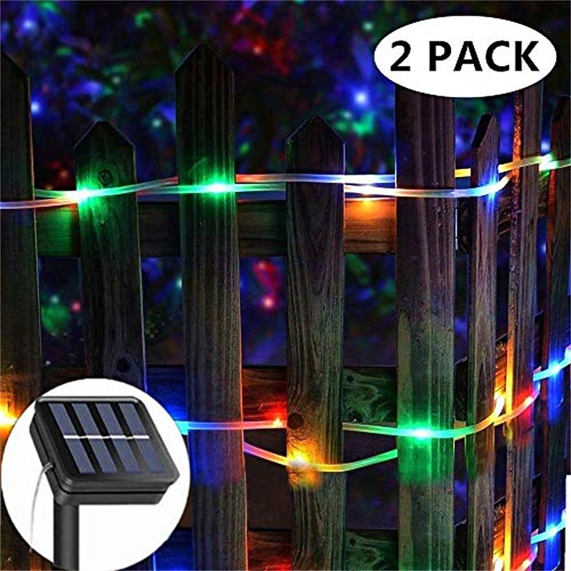 solar touwverlichting outdoor 2 packs led fairy lichtslingers 20/12/7m 200/100/50leds tuindecoratie el 5mm zonnepaneel 2 stks warm wit koud wit rgb vakantielichten outdoor party vakantie zonne-energie 2026 - $24.99 –P7