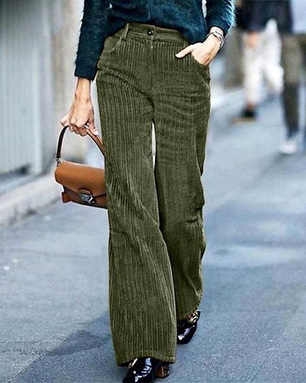 Women's Dress Pants Wide Leg Pants Trousers Full Length Corduroy Baggy Micro-elastic High Waist Fashion Casual Party Office Blue Green S M Fall & Winter 2023 - US $44.99 –P1