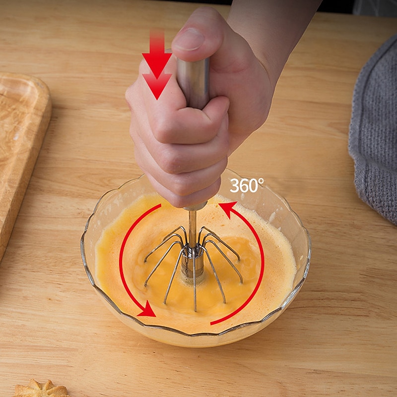 2025年 より大きなステンレス鋼の半自動卵泡立て器ハンドプッシュロータリー泡立て器ブレンダー多目的ミルク泡立て器ミキサー攪拌機ブレンディング用泡立て器ビーティング & 撹拌  コレクション – $10.99 –P5