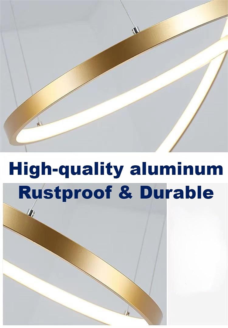 3 lumini led pandantiv 80/60/40cm cerc mat periat design auriu aluminiu vopsit finisaje sufragerie moderne lumini de sufragerie reglabile doar cu telecomanda 2025 - $299.99 –P2