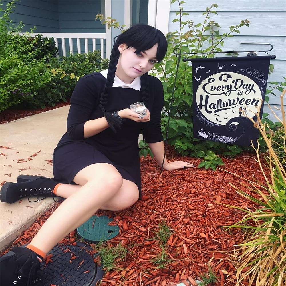 Wednesday Addams Wigs Wig with Bangs Long Pigtails Wig for Women Girls Addams Family Hair Wig for Cosplay Party Wigs Halloween Wigs 2025 - $18.49 –P2
