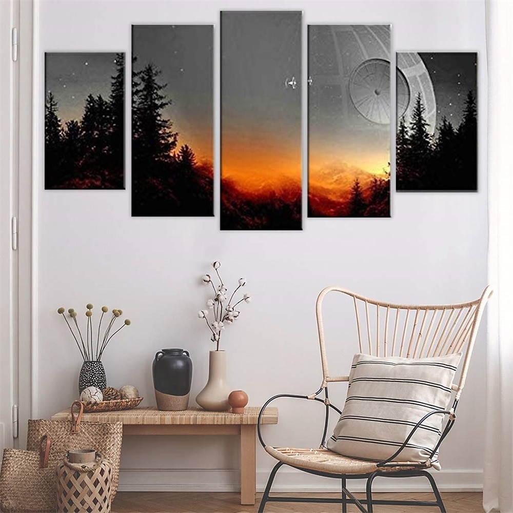 5 Paneele Sterndrucke Star Wars Baum Tod moderne Wandkunst Wandbehang Geschenk Heimdekoration gerollte Leinwand ungerahmt ungedehnter Gemäldekern 2025 - $18.49 –P3