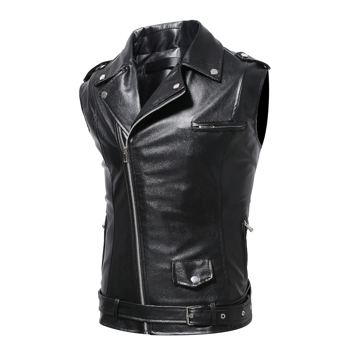Per uomo Gilet in pelle Sportivo Moto Casual quotidiano Di moda Autunno Bordo in pelliccia sintetica Ecopelle Tenere al caldo Anti-pioggia Leggero Colore puro Cerniera Bavero Morbido Nero Gilet del 2025 a $49.99 –P3
