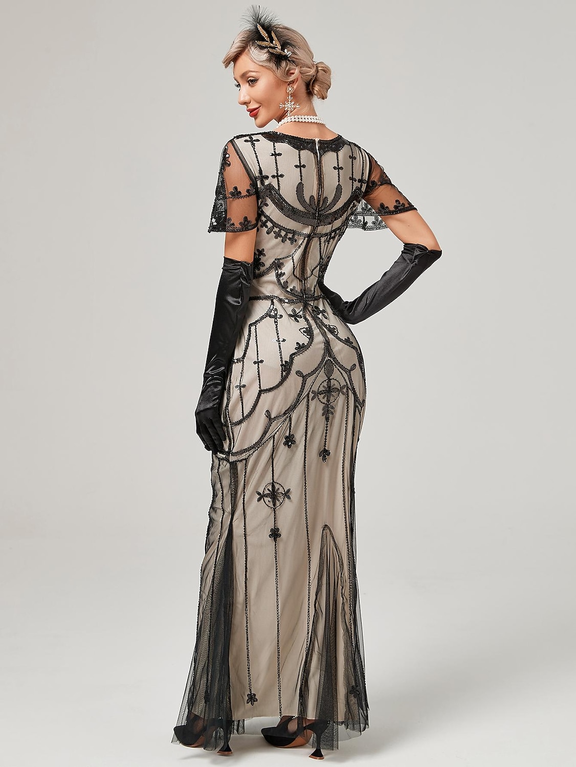 Anni Ruggenti Anni 1920 Lunghezza alla caviglia Vestito Abito da sera Abito da Ballo Normale Maniche corte Il grande Gatsby Charleston Invitato al matrimonio Paillettes Scollo a V Costume Per donna del 2026 a $56.99 –P8