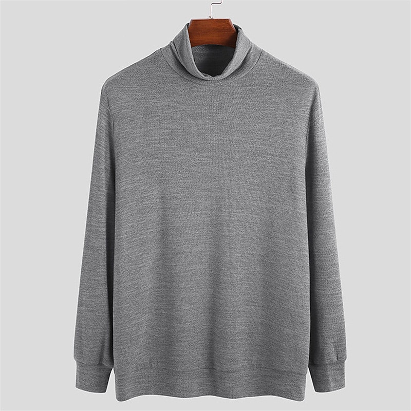 Herren T Shirt Rollkragenhemd Langarmshirt Langarm Gerollter Kragen Frühling Herbst Einfach Mode Lässig Klumpig Urlaub Lässig Wochenende Schwarz Grün Grau Top T-Shirt für Herren 2025 - $22.99 –P8