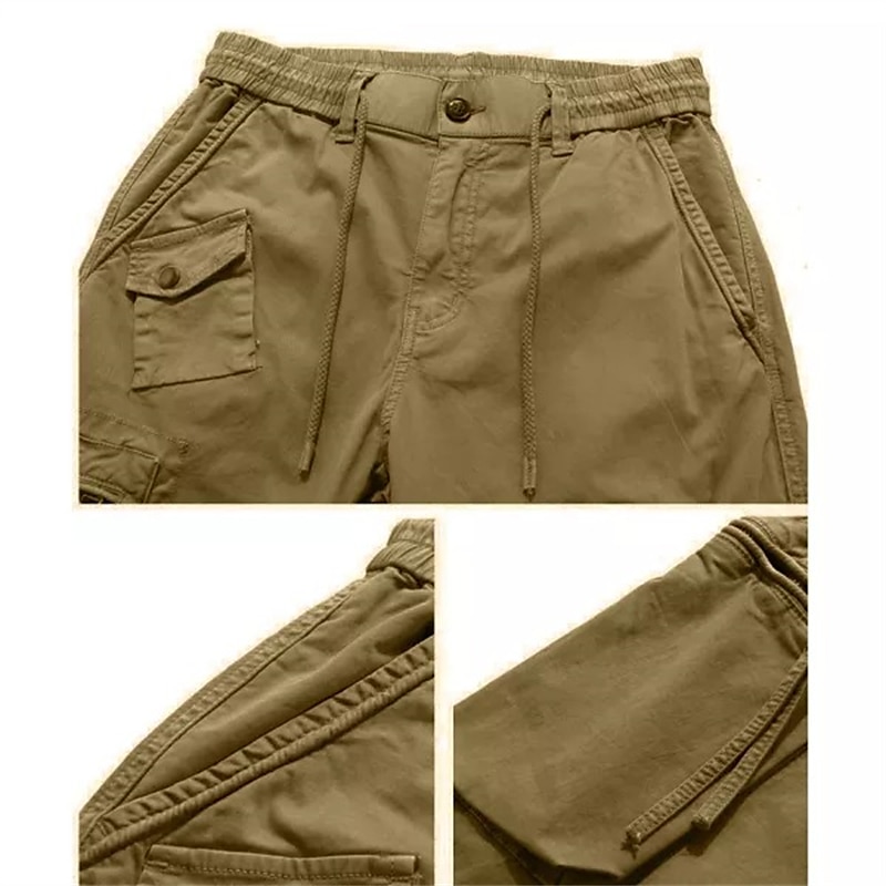 Herr Militärbyxor Cargo byxor Långbyxor Arbetsbyxor Snörning Elastisk midja Flera fickor Slät Komfort Andningsfunktion Ledigt Dagligen Streetwear 100 % bomull Sport Mode Svart Grön Microelastisk 2025 - $37.99 –P5