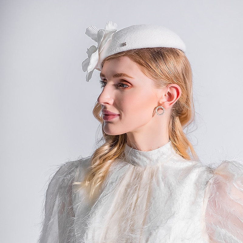 klobouky pokrývky hlavy 100% vlna baret klobouk fedora klobouk podzim svatební párty / večer kentucky derby koktejl královský astcot módní elegantní s hladkou čepicí pokrývka hlavy pokrývka hlavy 2025 - $50.99 –P10