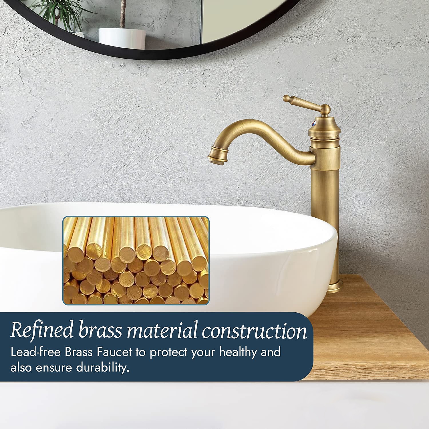 Antique Brass Single Handle Bathroom Sink Faucet Brushed Brass Long Reach Bathroom Faucet Mixer Tap 2026 - $140.99 –P6