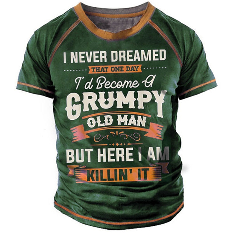 Miesten Sukupuolineutraali Kirjain Graafiset tulosteet T-paita Slogan T-paidat Grumpy Old Man T-paita Lyhythihainen T-paita 3D-tulostus Tiukka pyöreä kaula-aukko Paita Urheilu Suunnittelija Vapaa-aika 2025 - $18.99 –P5