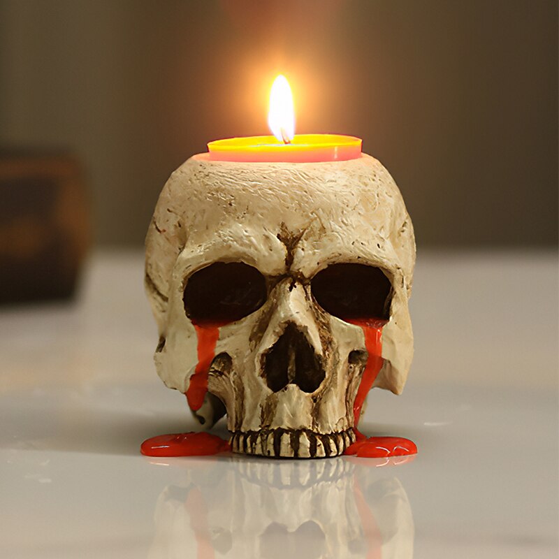 2025年 ハロウィーンの頭蓋骨樹脂キャンドルホルダー - スケルトンキャンドルスティックハロウィーンデコレーション(キャンドルは含まれません) コレクション – $9.49 –P3