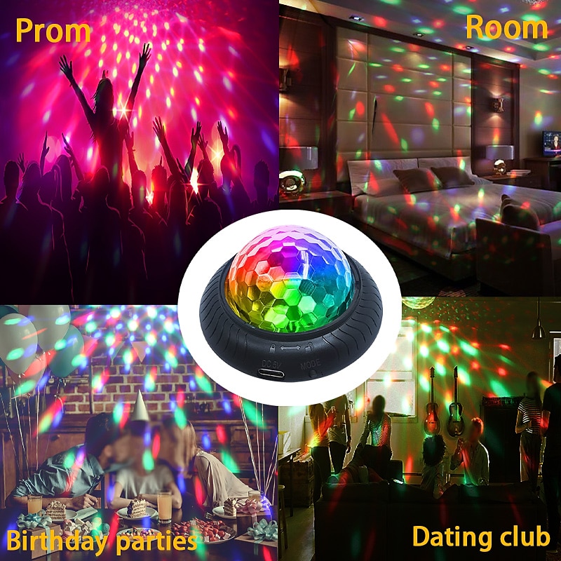 led disco bal podiumverlichting ufo 9 kleuren dmx kristal magische bal podium lichteffecten dj party kerst geluid geactiveerde lichten 2026 - $20.99 –P10