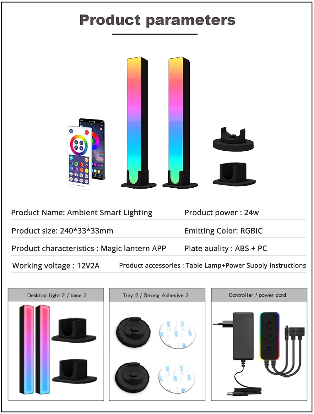RGB светодиодная умная световая панель WiFi Bluetooth настольный фоновый атмосферный свет музыка синхронизация телевизора стенка компьютерная игровая спальня ночной свет Shustar 2025 - $43.99 –P3