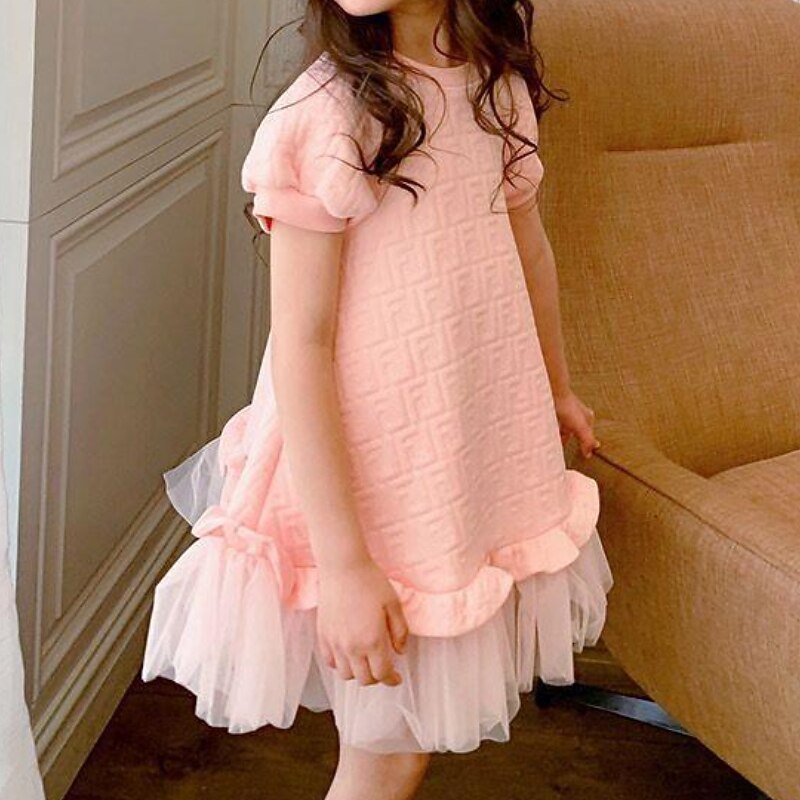 vestido de menina para crianças de cor sólida um vestido de linha férias diárias rosa acima do joelho manga curta princesa vestidos bonitos primavera verão ajuste regular 3-10 anos de 2026 por $25.99 –P1