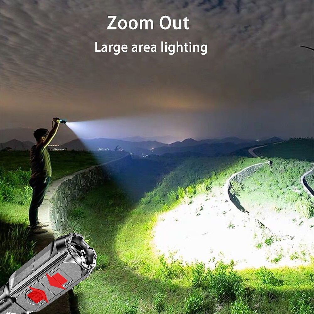 LED Flashlight USB Super Bright Zoomable USB Rechargeable Tactical Torch for Camping Hiking Fishing Outdoor Hunting 3.7V 2025 - $3.49 –P6