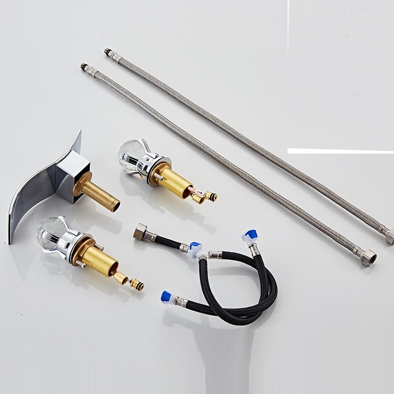 Waschbecken Wasserhahn - Wasserfall Galvanisierung 3-Loch-Armatur Zwei Griffe Drei LöcherBath Taps 2025 - $161.99 –P15