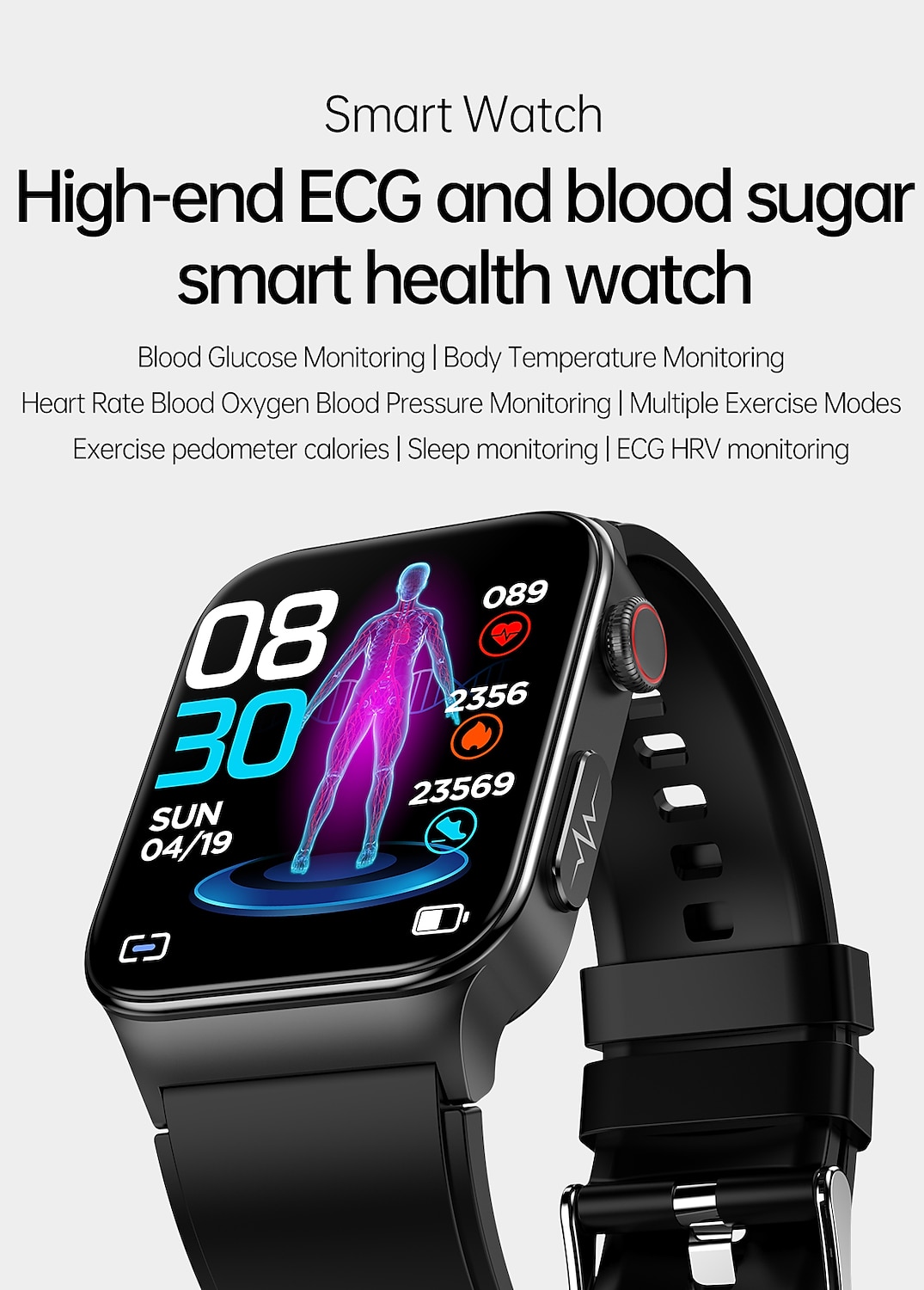 Cardica Blood Glucose Smart Watch ECG Monitoring Blood Pressure Body  Temperature Smartwatch Men IP68 Waterproof Fitness Tracker 2024 - $54.99