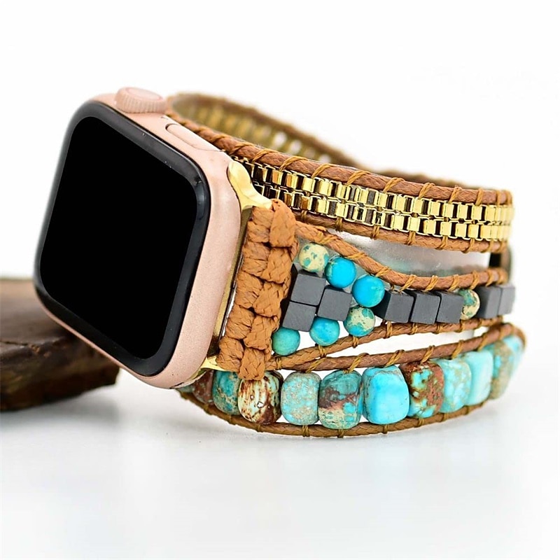 Handmade Braided Rope Compatible with Apple Watch band Women Multilayer Beaded Beads Strap Replacement Wristband for 38mm 40mm 41mm 42mm 44mm 45mm 49mm iwatch Series Ultra 8 7 6 SE 5 4 3 2 1 2025 - $27.99 –P8