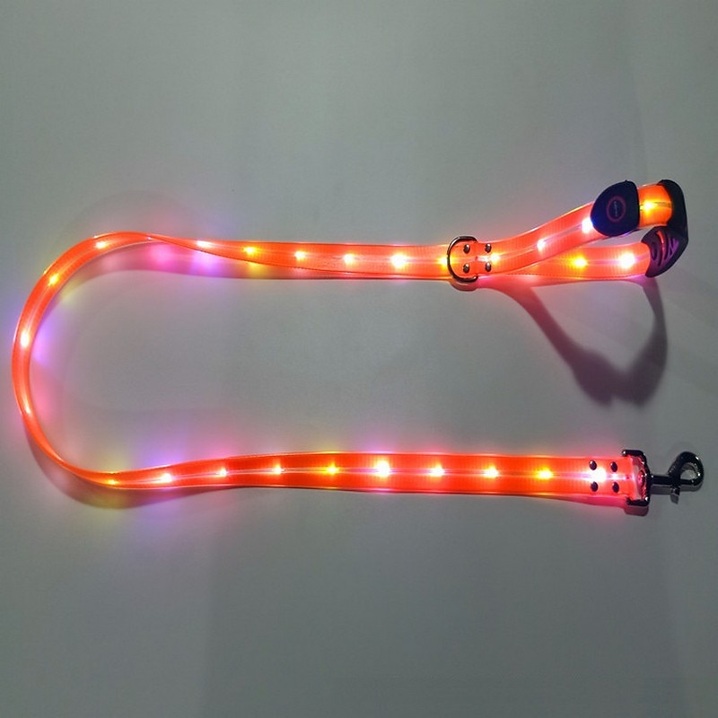 lesă pentru câini cu led, reîncărcabilă prin usb, cu lățime de 2,5 cm, lesă pentru animale de companie, mod cu 3 lumini, bliț rapid rapid, bliț lent 2025 - $28.99 –P12