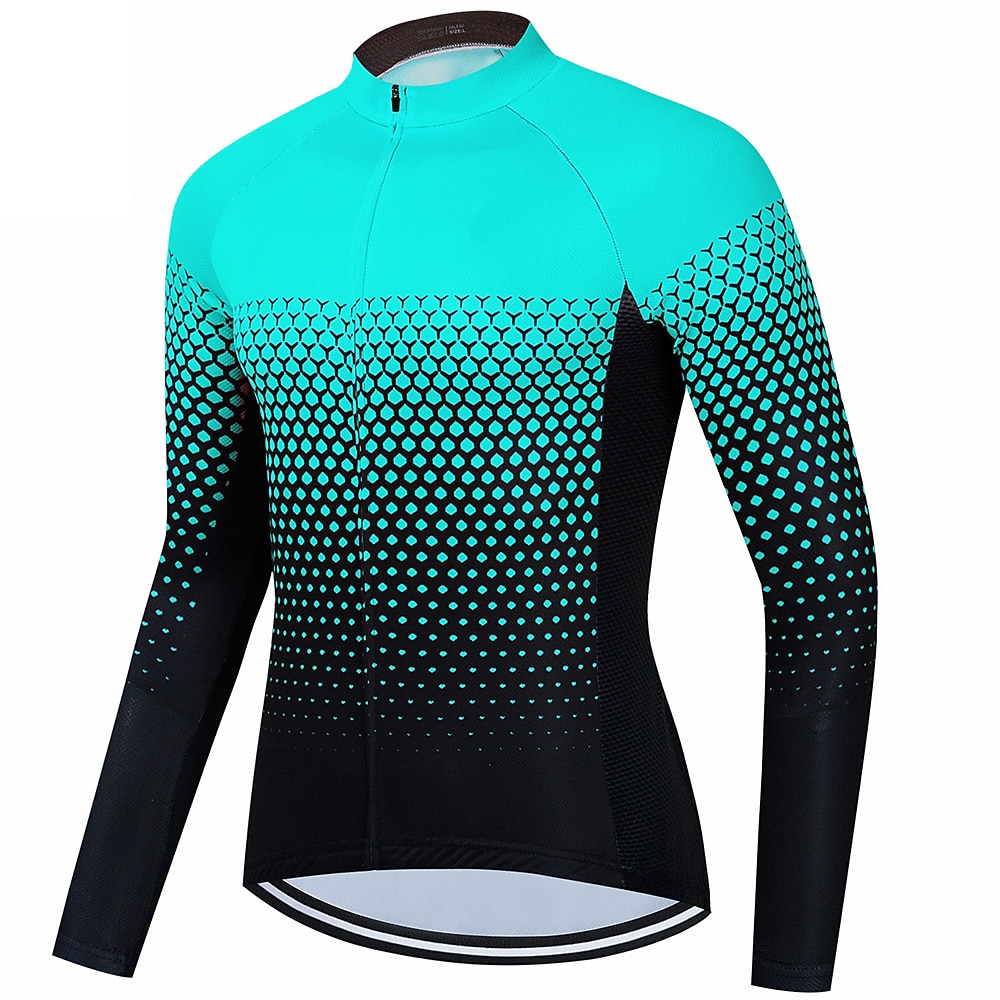Per uomo Maglia da Ciclismo Geometrico Manica Lunga Bicicletta Maglia Top con 3 tasche posteriori Mountain Bike MTB Ciclismo su strada Asciugatura Rapida Strisce Riflettenti Tasca Posteriore del 2026 a $34.99 –P7