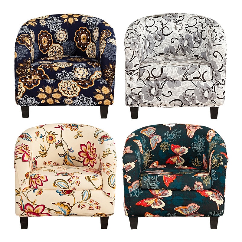 Floral Printed Club Chair Barrel Chair Slipcover Stretch Armchair Covers 1-Piece Club Tub Chair Covers Sofa Cover Couch Furniture Protector Cover Spandex Couch Covers for Living Room 2025 - $39.99 –P3