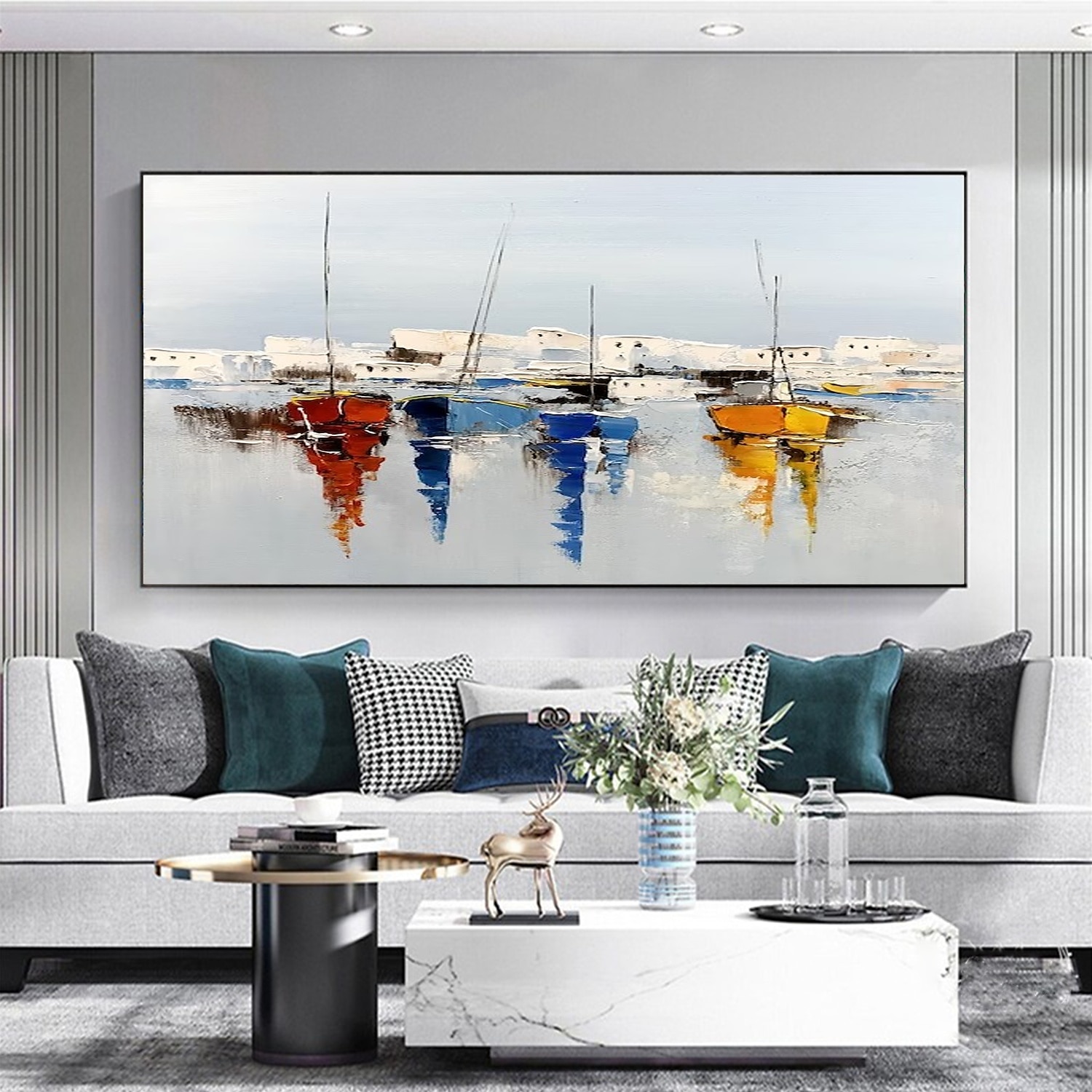 Handmade Oil Painting Canvas Wall Art Decorative Abstract Knife Painting Landscape White For Home Decor Rolled Frameless Unstretched Painting 2025 - $61.99 –P4