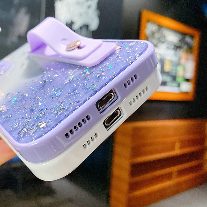 телефон Кейс для Назначение SSamsung Galaxy S25 S23 S22 S21 FE S21 Ультра Плюс A54 A32 Кейс на заднюю панель Полная защита тела с ремешком на запястье Блеск Блеск Блестящий Силикон 2025 - $10.99 –P5