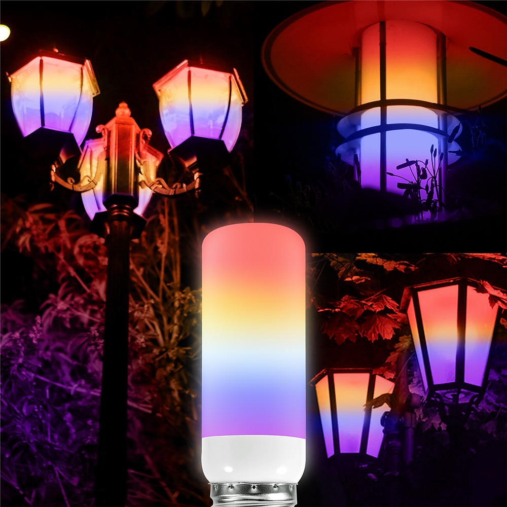 4 stk led brannflamme pærelys 4 moduser dynamisk flimrende effekt lampe gravitasjonssensor for innendørs utendørs hjemmefestdekorasjon 2025 - $6.49 –P5