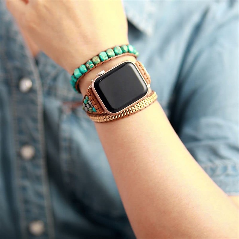 Handmade Braided Rope Compatible with Apple Watch band Women Multilayer Beaded Beads Strap Replacement Wristband for 38mm 40mm 41mm 42mm 44mm 45mm 49mm iwatch Series Ultra 8 7 6 SE 5 4 3 2 1 2025 - $27.99 –P4