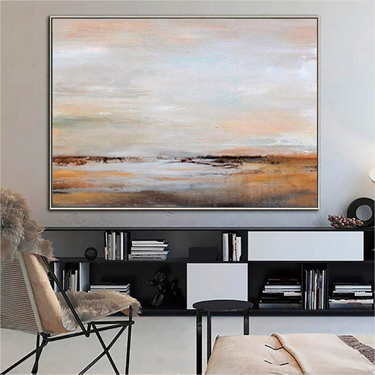handgemaakte olieverf canvas muur kunst decoratieve abstracte mes schilderij landschap geel voor home decor gerold frameloze niet-uitgerekt schilderij 2025 - $57.99 –P2