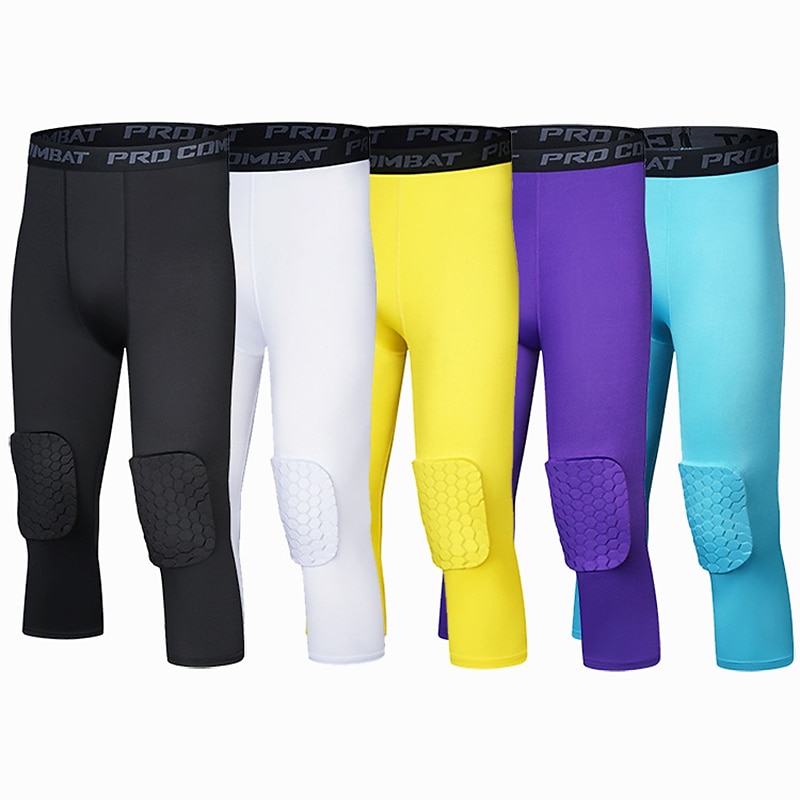 Men's Running Tights Leggings Compression 3/4 Pants Knee Pads Base Layer Athletic Athleisure Spandex Breathable Quick Dry Moisture Wicking Fitness Gym Workout Basketball Sportswear Activewear Solid 2025 - $16.49 –P1