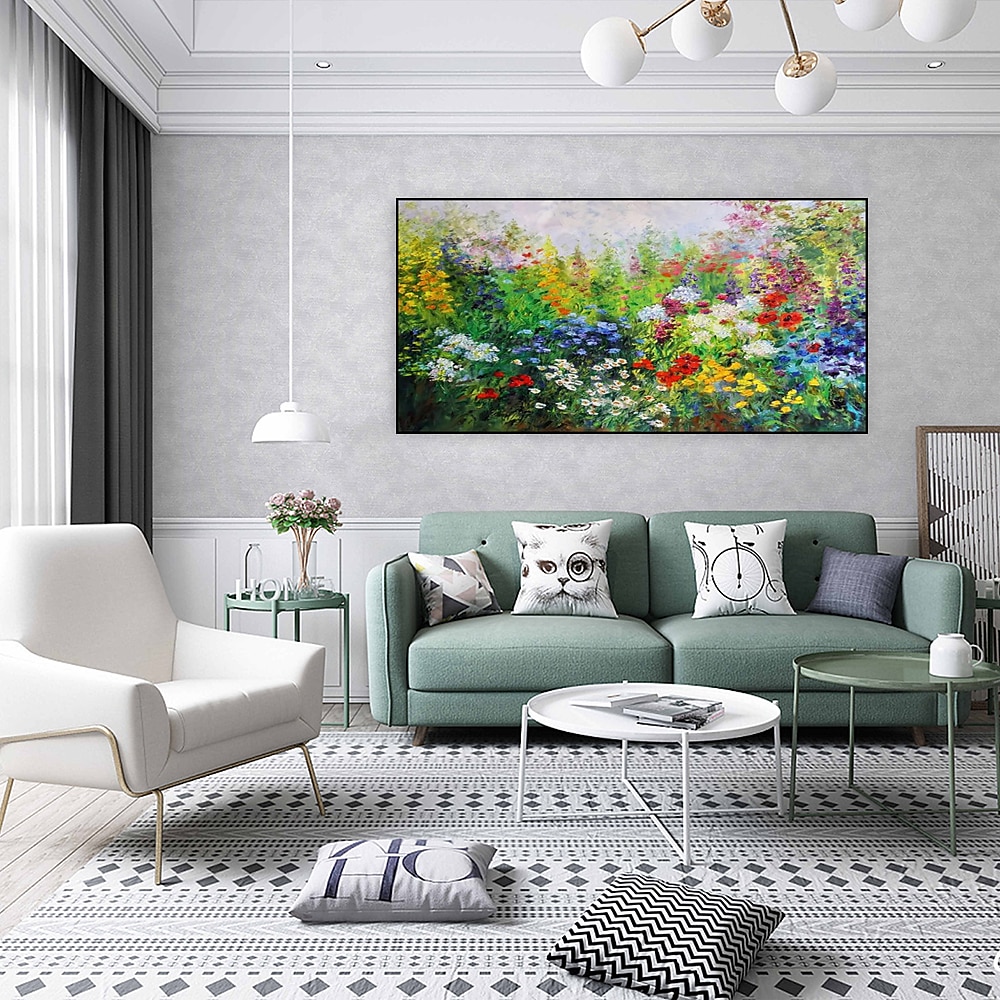 handgjord oljemålning canvas väggkonst dekoration lotusblommor för heminredning rullad ramlös osträckt målning 2025 - $76.99 –P5