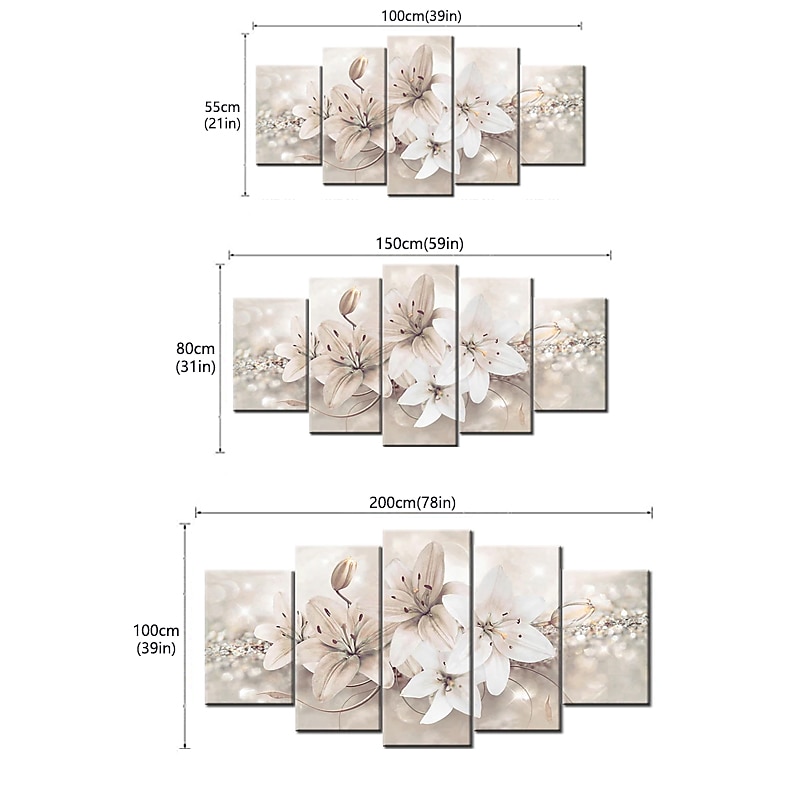 5 Panels Wall Art Canvas Prints Painting Artwork Picture Lily Floral Plant Home Decoration Décor Rolled Canvas No Frame Unframed Unstretched 2026 - $24.99 –P1