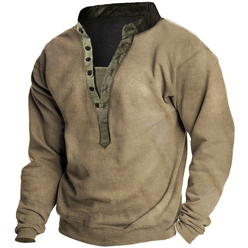 Pánské Větší velikosti Velký Vysoký Tričko Tričko Henley Trička Stojáček Trávová zelená Khaki Šedá Dlouhý rukáv Venkovní Jdeme ven Tlačítko dolů Bez vzoru Oblečení Polyester stylové Jednobarevné Na 2025 - $35.99 –P3
