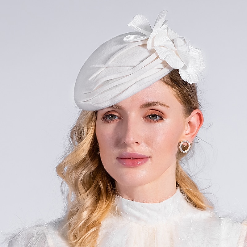 klobouky pokrývky hlavy 100% vlna baret klobouk fedora klobouk podzim svatební párty / večer kentucky derby koktejl královský astcot módní elegantní s hladkou čepicí pokrývka hlavy pokrývka hlavy 2025 - $50.99 –P3