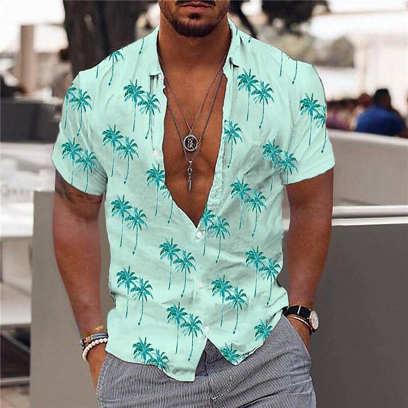Męskie Graficzny Drzewo kokosowe Hawajskie Koszula Koszula hawajska Koszula Aloha Krótki rękaw Koszula Wieczorne Moda Designerskie Codzienny Na zewnątrz Ulica Codzienny Biały Rumiany róż Czerwony 2025 - $24.99 –P3