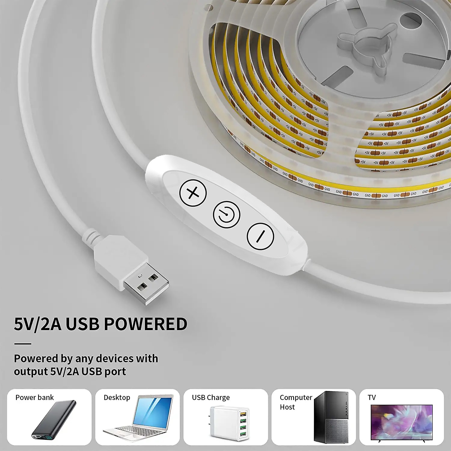 светодиодные ленты usb cob 5 В 1-3 м с регулируемой яркостью 300 светодиодов / м cri85 с радиочастотным пультом дистанционного управления ТВ-подсветка гибкая ленточная лампа под шкафом для 2025 - $15.99 –P8