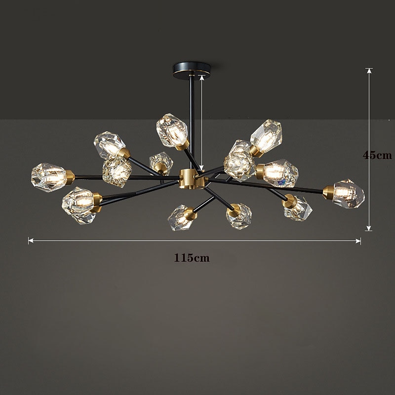 115/123 cm πολυέλαιος led κρυστάλλινος φωτιστικό οροφής χαλκού μοντέρνα τραπεζαρία σαλόνι 220-240v 2026 - $1088.63 –P4