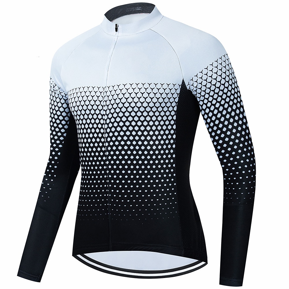 Per uomo Maglia da Ciclismo Geometrico Manica Lunga Bicicletta Maglia Top con 3 tasche posteriori Mountain Bike MTB Ciclismo su strada Asciugatura Rapida Strisce Riflettenti Tasca Posteriore del 2026 a $34.99 –P9